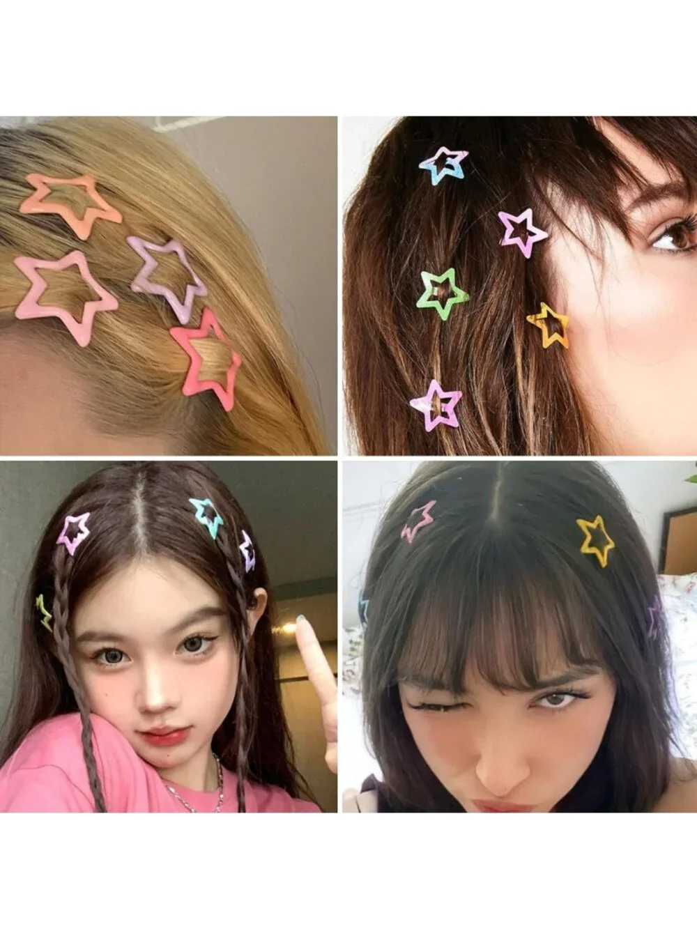 Y2K Multicolor Star Hair Clips - 100PCS Metal Hair Accessories, Trendy & Fun